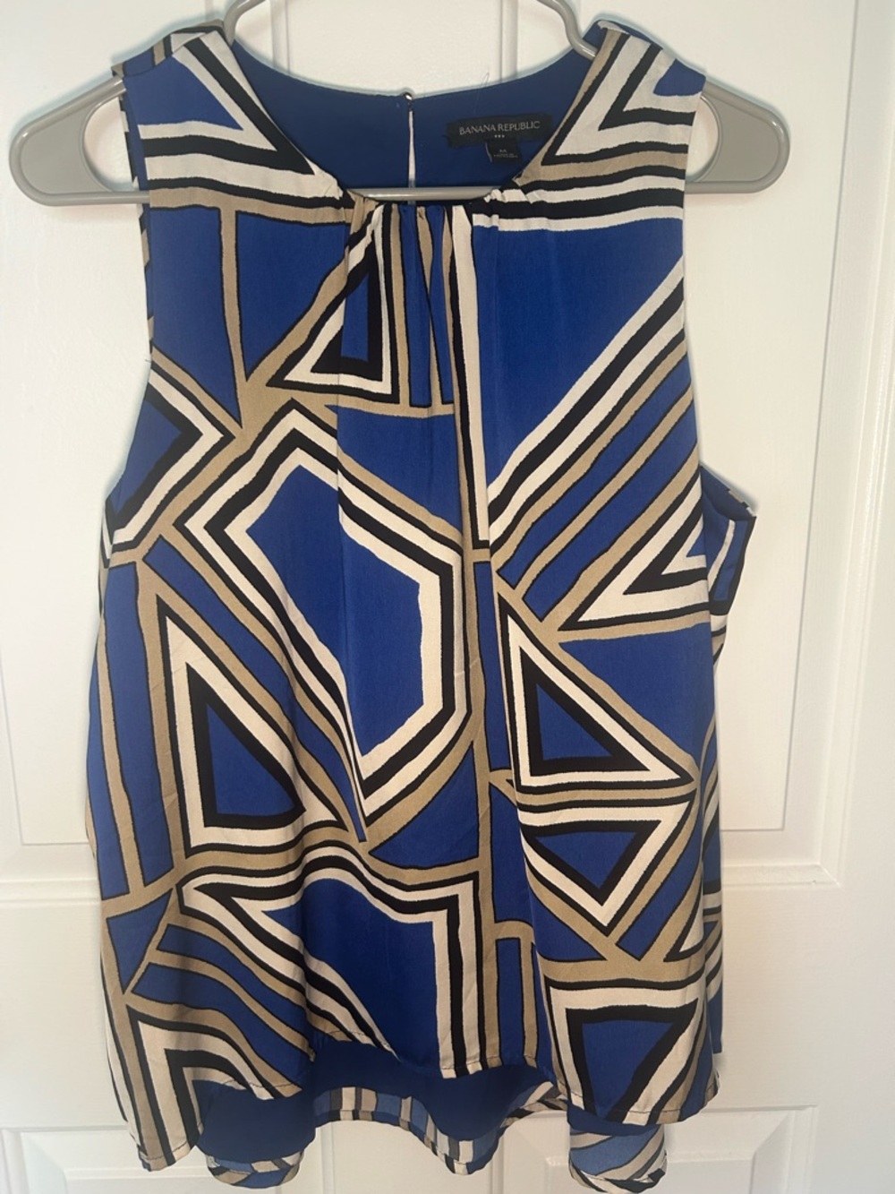 Banana Republic Blue Geometric Sleeveless Blouse Dress